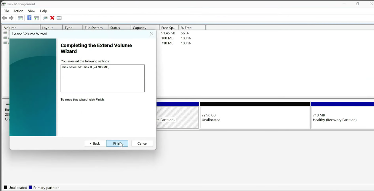 Use unallocated space with C drive