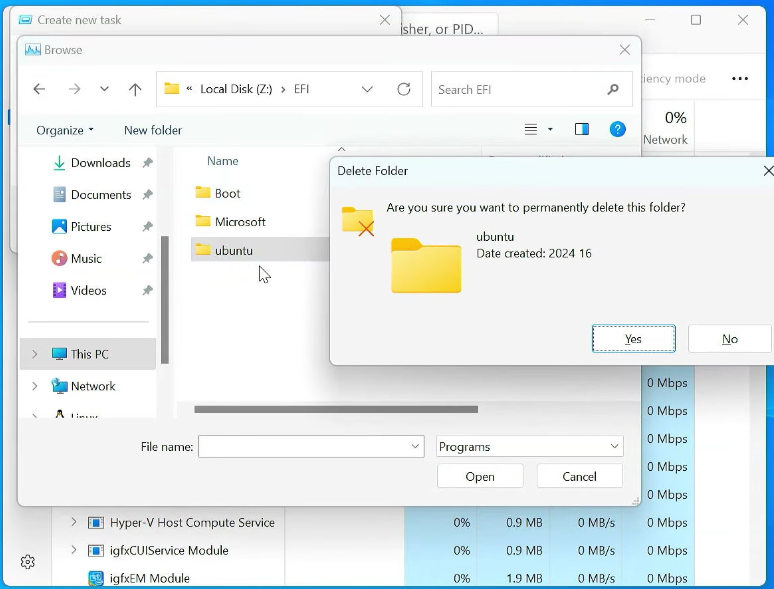 Delete ubuntu folder from EFI