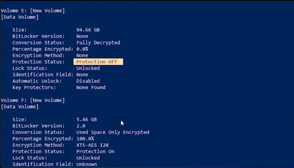 BitLocker disable process step three